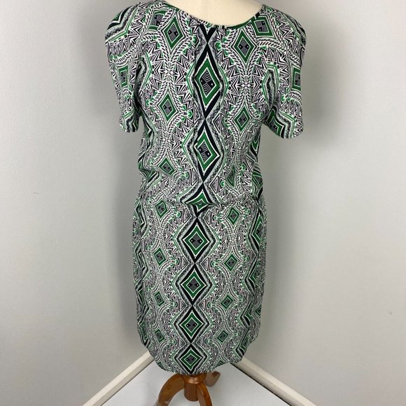 David Lawrence Size 8 Women's Shift Dress Geometric Pockets Waist Tie - Picture 8 of 10